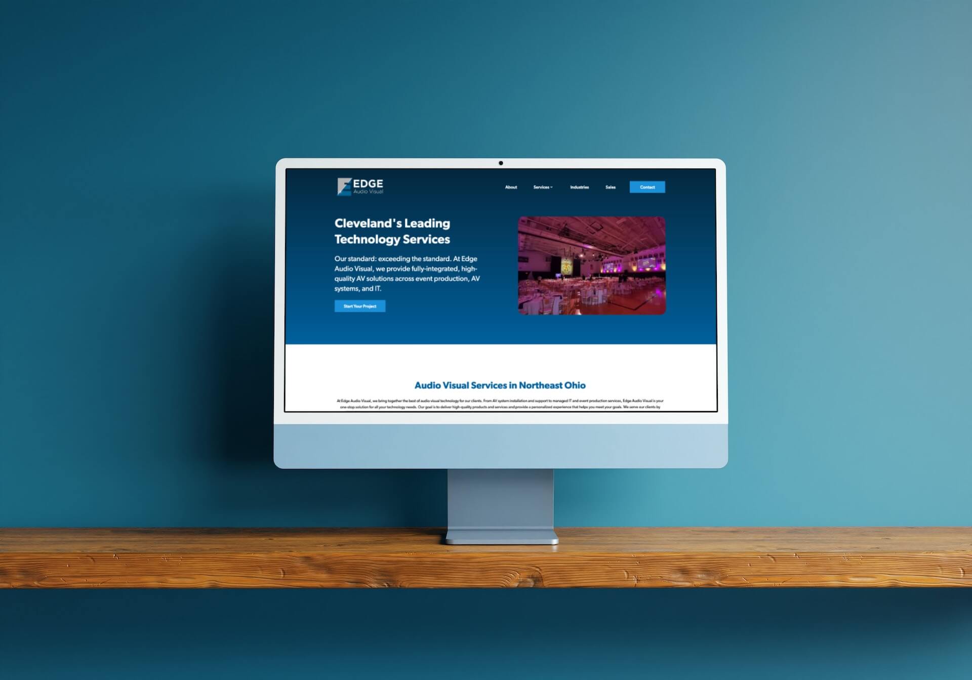 edge audio visual website mockup