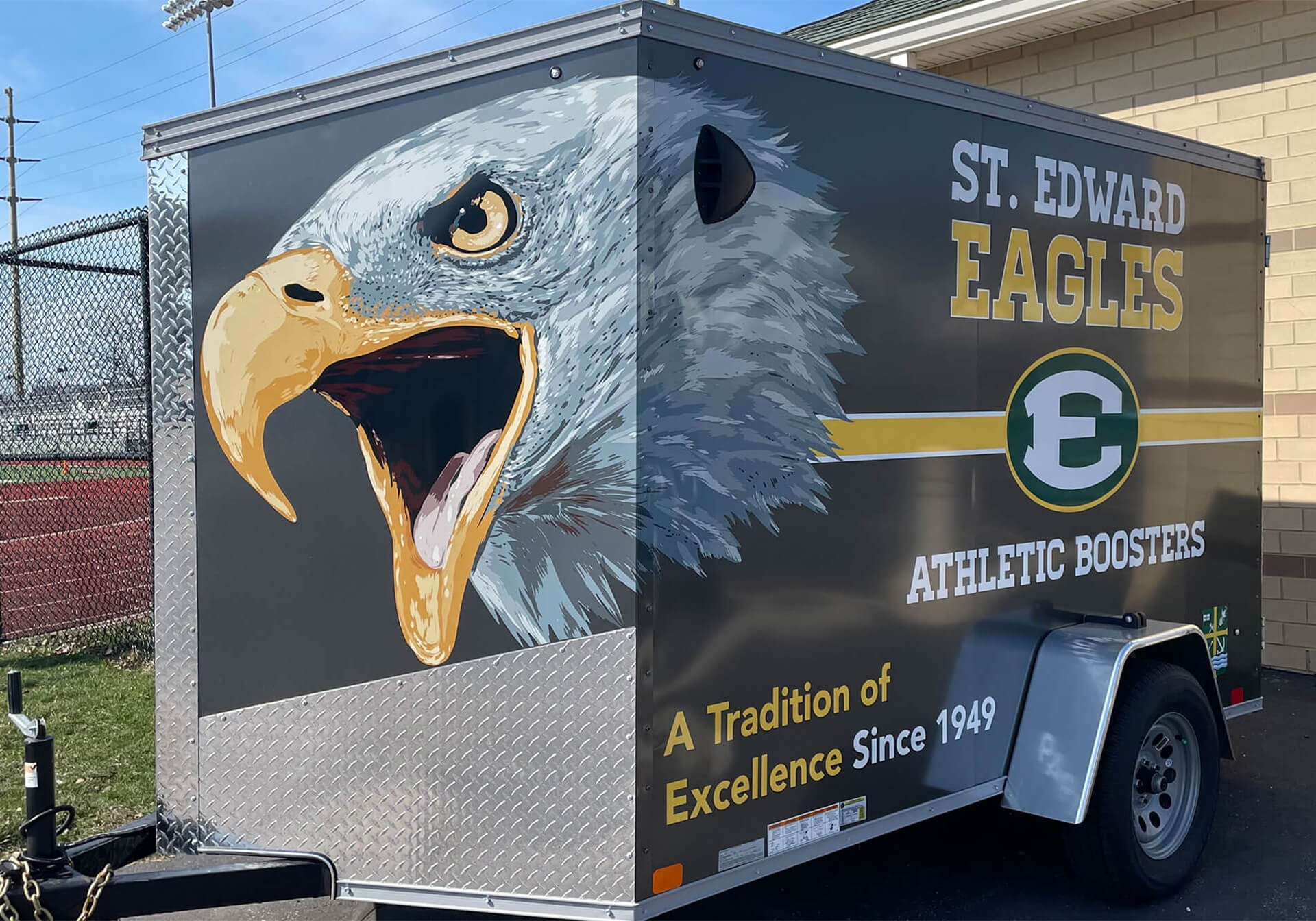 one side of the sehs athletic boosters trailer wrap