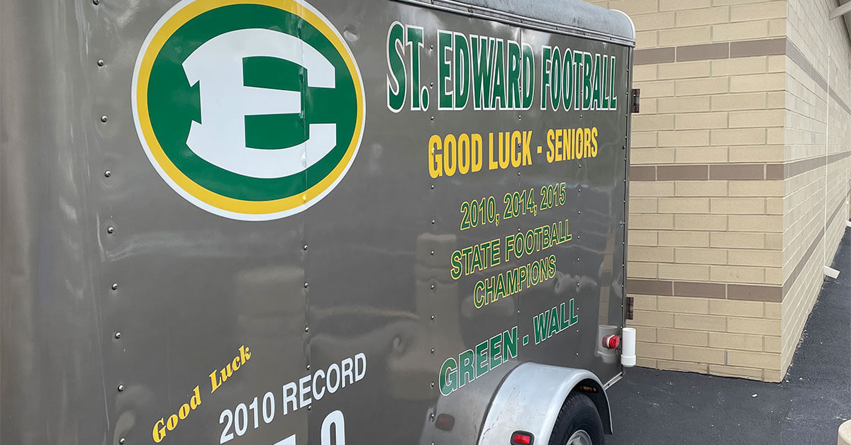 one side of the old sehs athletic boosters trailer