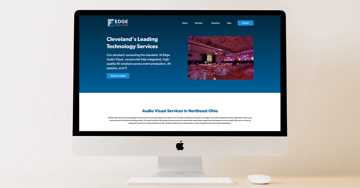 edge audio visual website after the redesign